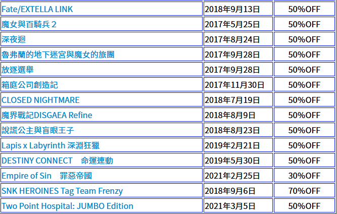 世嘉农历新年优惠活动开启 最高两折优惠